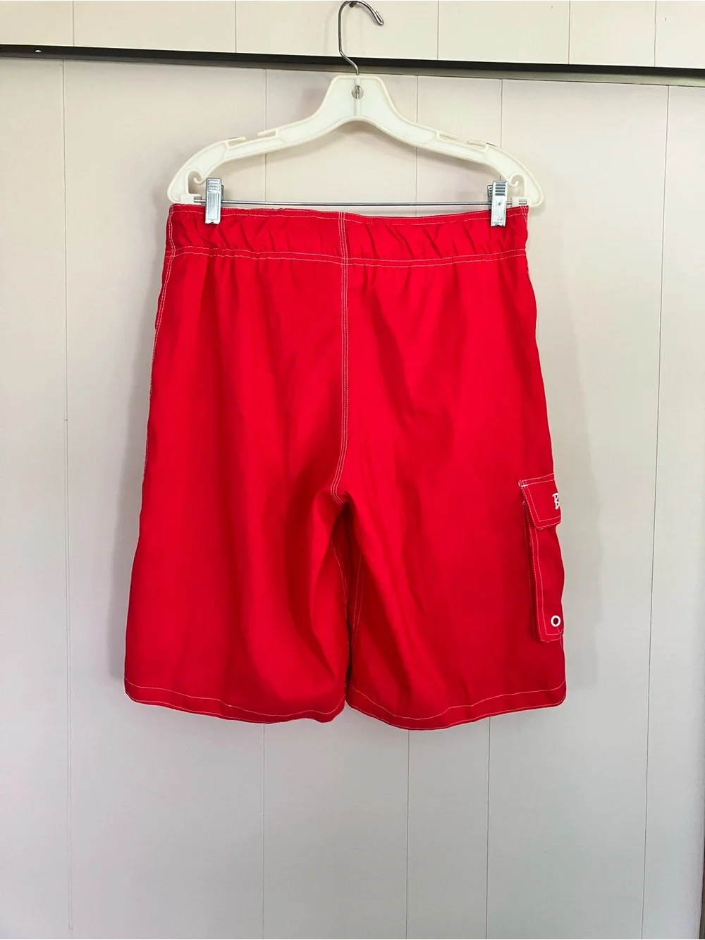 Men's Red Board Shorts with Side Cargo